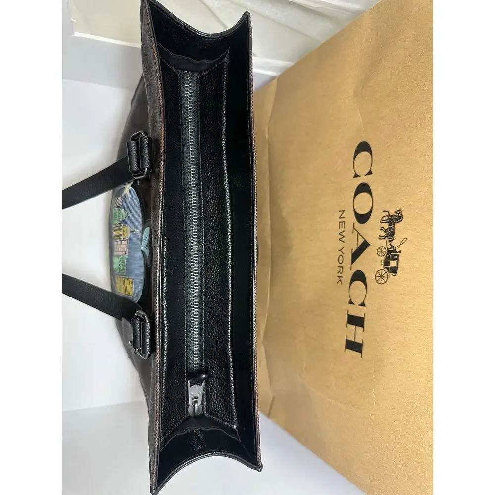 Coach NYC Apple Signature Canvas Tote Crossbody  Leather Detachable Strap